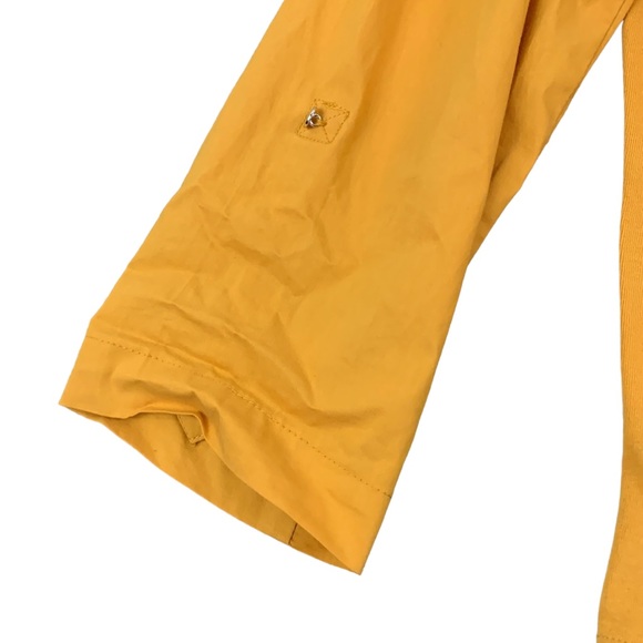 Zac & Rachel 3/4 Sleeve Blouse Zipper Front Collar EUC Gold Two Pockets Size LP - Picture 14 of 16